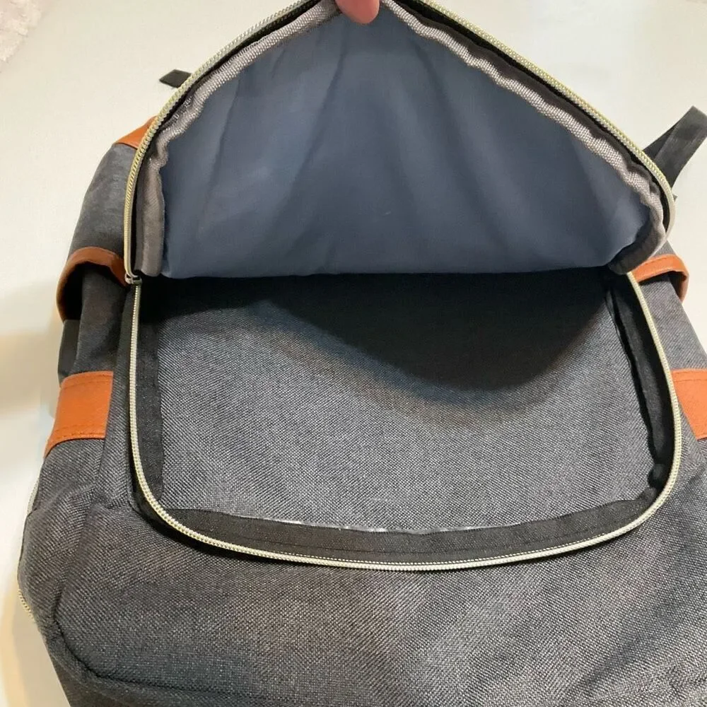 Mancio Vintage Laptop Backpack. Grey Black. NWOT.